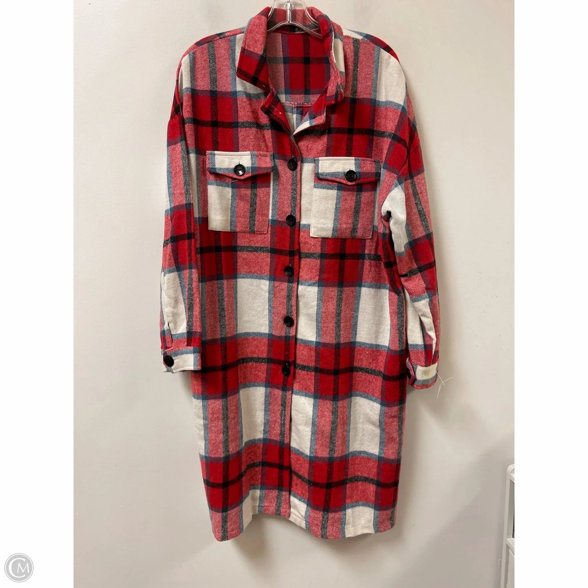 Coat Other By Clothes Mentor In Blue & Red, Size: L Relaxed Fit Structure