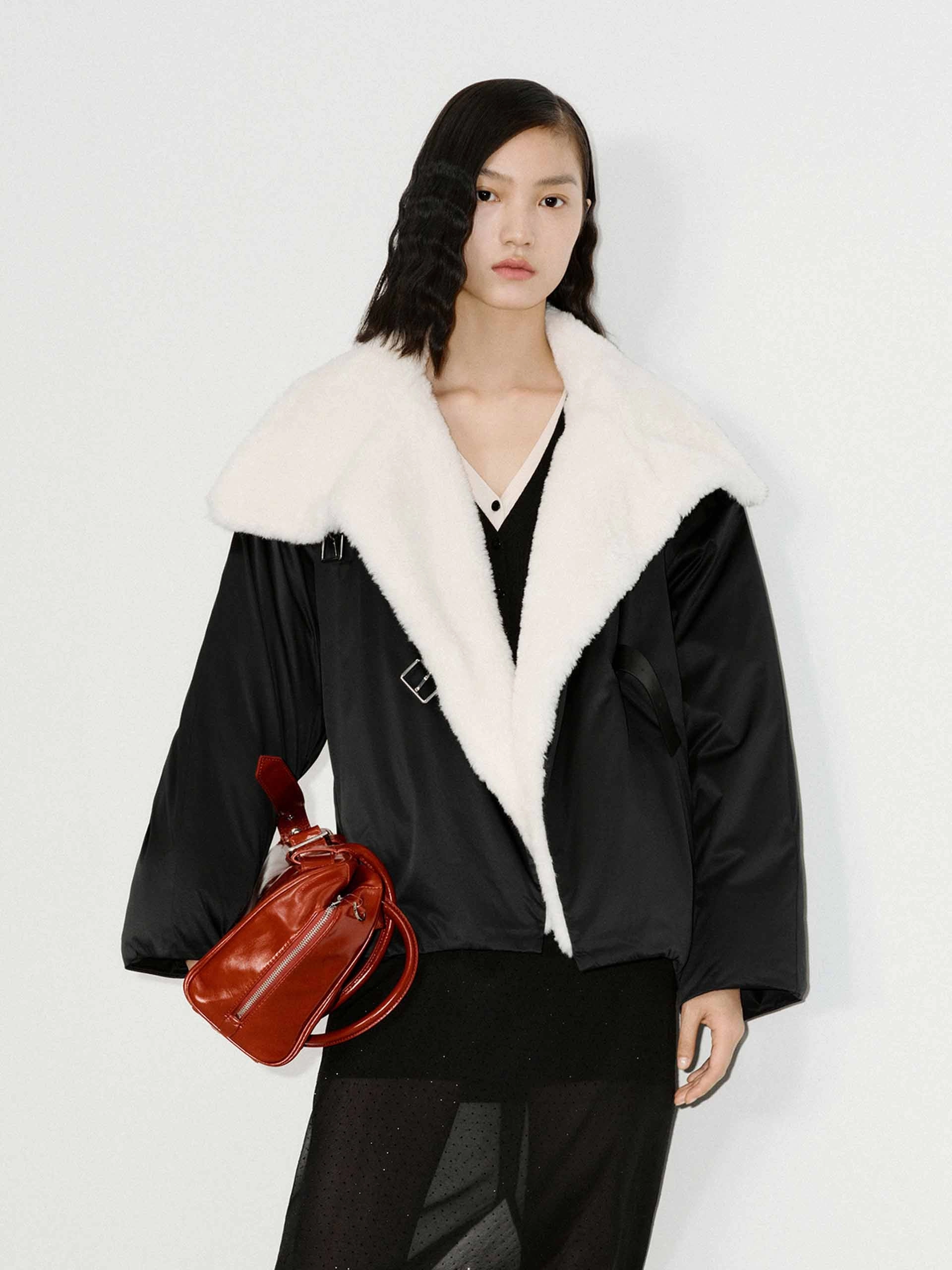 Temperature Regulating Shearling Detail Quilted Jacket