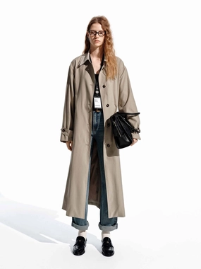 Long Belted Trench Coat Bonded Hemline