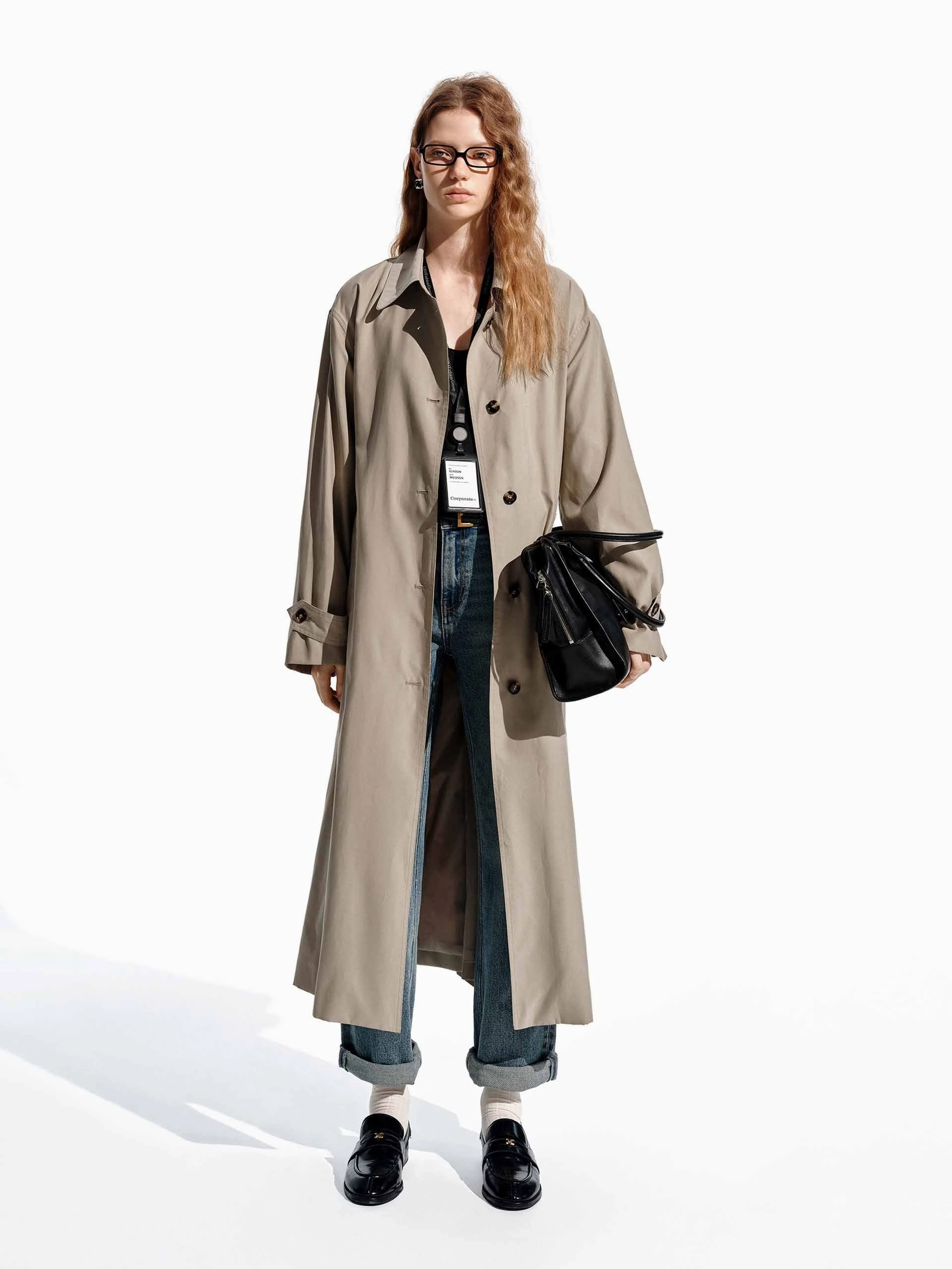 Long Belted Trench Coat Soft Touch Texture