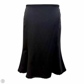Fringe Trim Mermaid Midi Skirt Designer By Escada In Black, Size: US M/ EU 38 Travel Ready Wedding guest