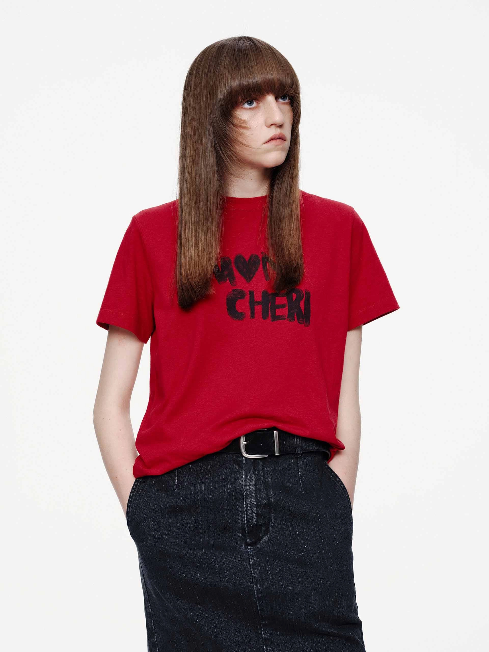 Front Letter Printed T-shirt Floral Print Urban Fashion Look