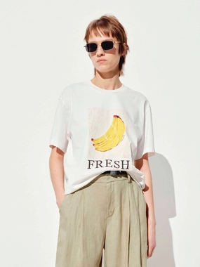 Fruit Print Cotton T-shirt Comfy Layer Wear Casual Fashion