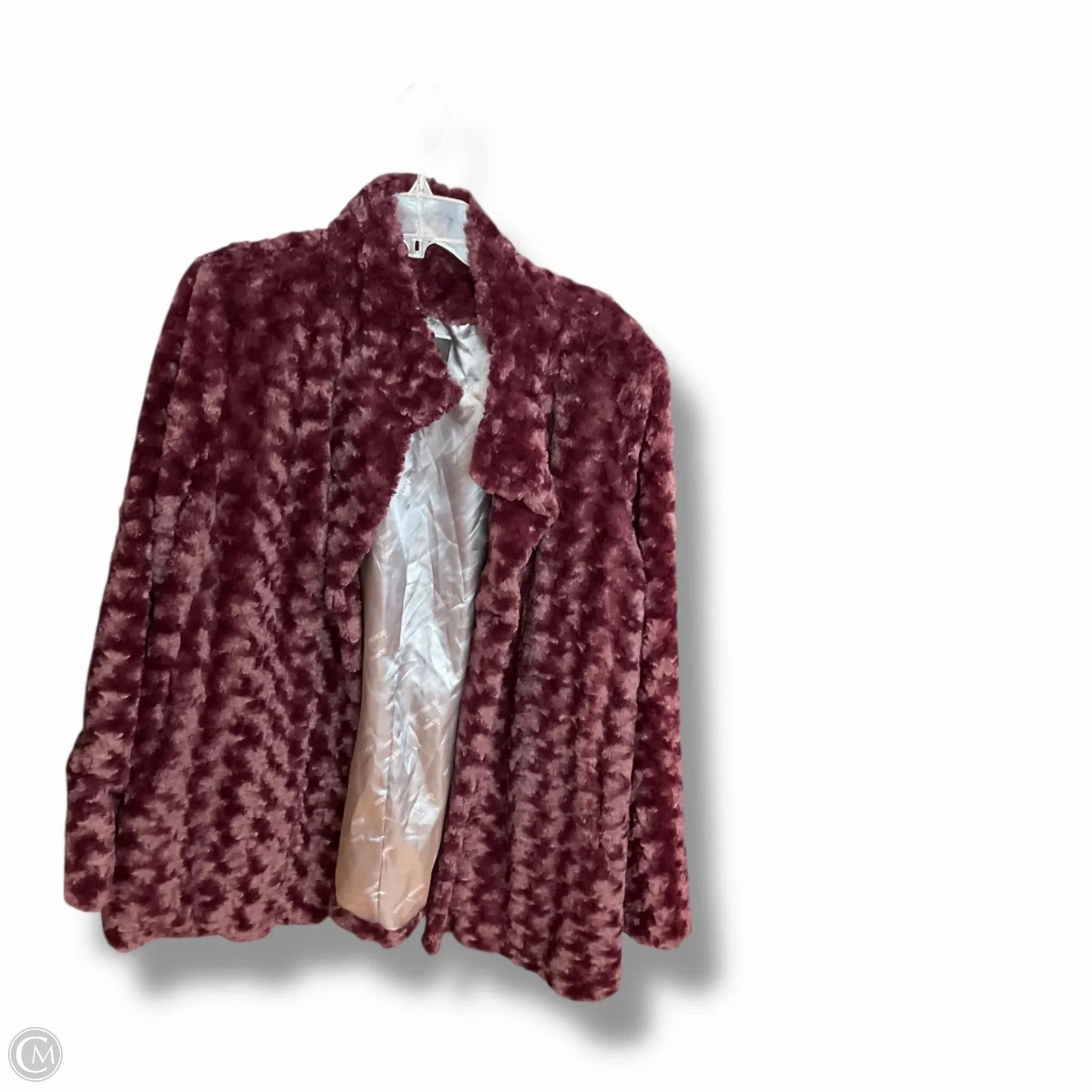 Compact Packability Flexible Fleece Lining Coat Faux Fur & Sherpa By Dennis Basso Qvc In Maroon, Size: Xl