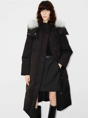 Funnel Neck Long Down Jacket AntiStatic Inner Layer Pastel Shade