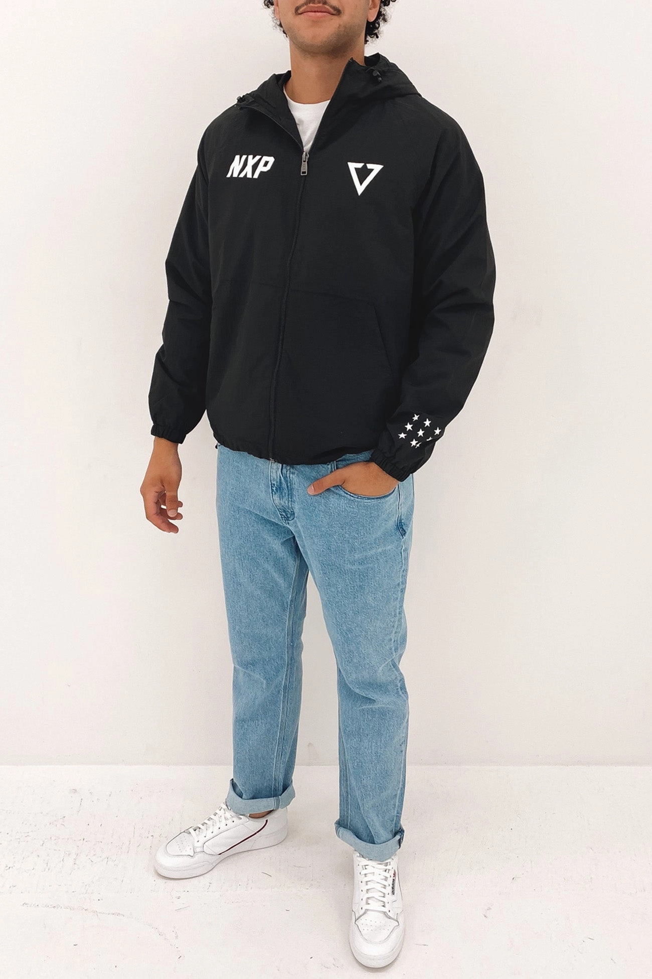 Two Way Zipper Soft Layers Circuit Breaker Spray Jacket Jet Black