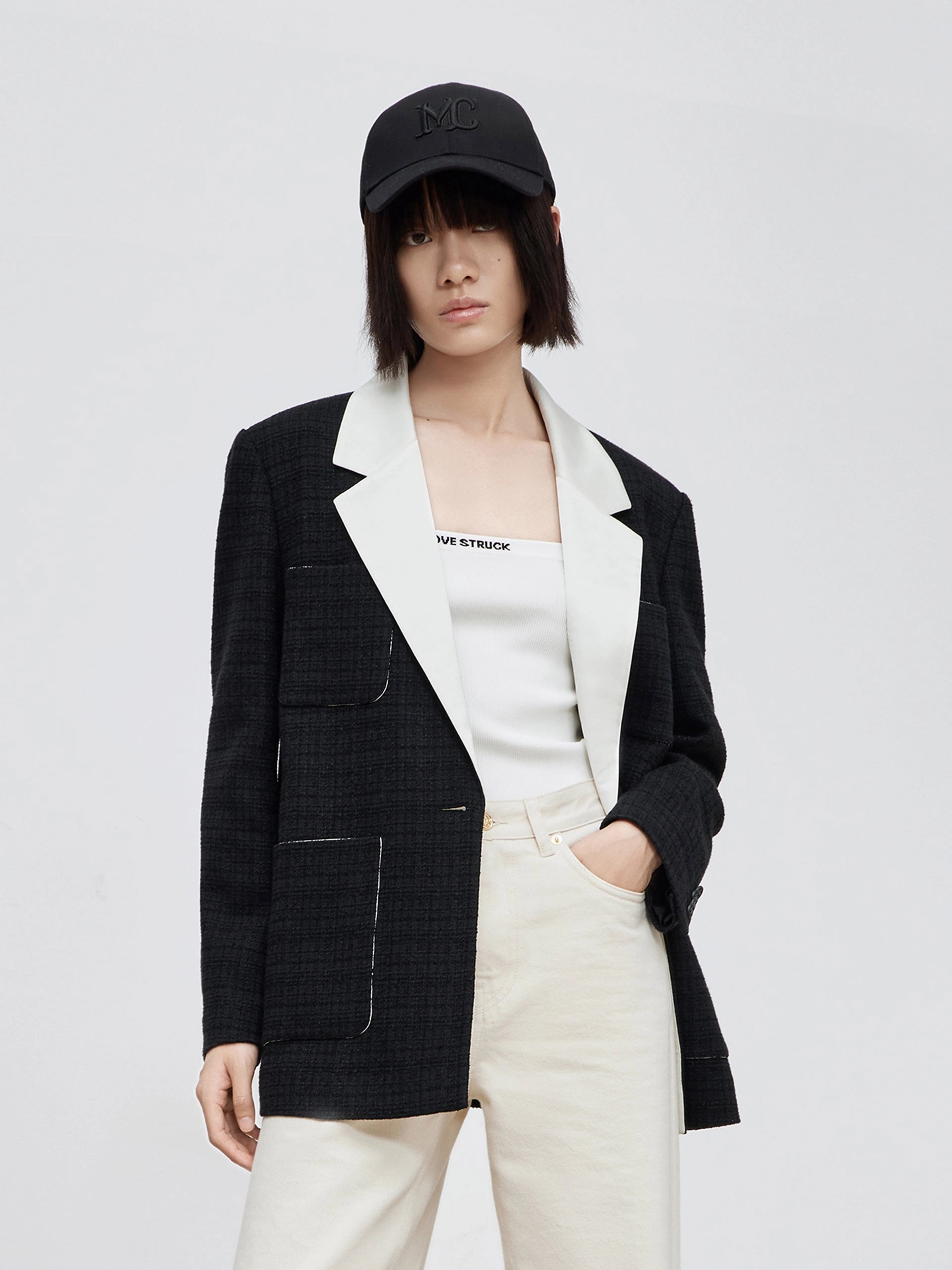 Cold Weather Modular Design Contrast Lapel Collar Coat
