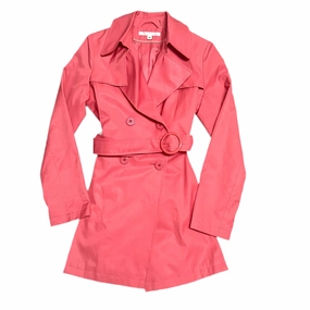 Stylish Daily Fit Heat Retention Layer Coat Raincoat By Via Spiga In Coral, Size: M
