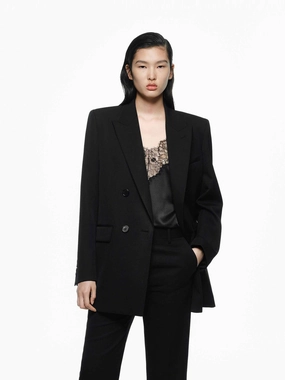 Merino Wool Structured Blazer Wind Resistant