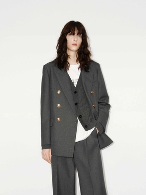 Metal Button Structured Blazer anti static coating Hypoallergenic Fabric Blend