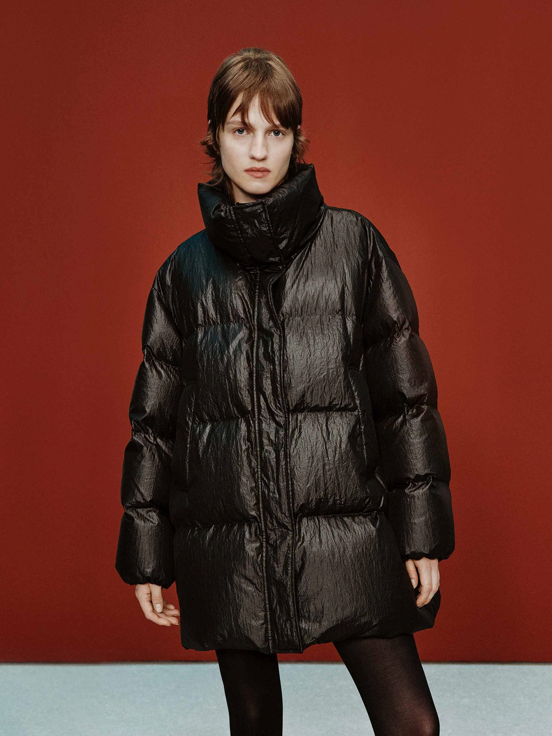 Funnel Neck Down Jacket Faux Fur Collar