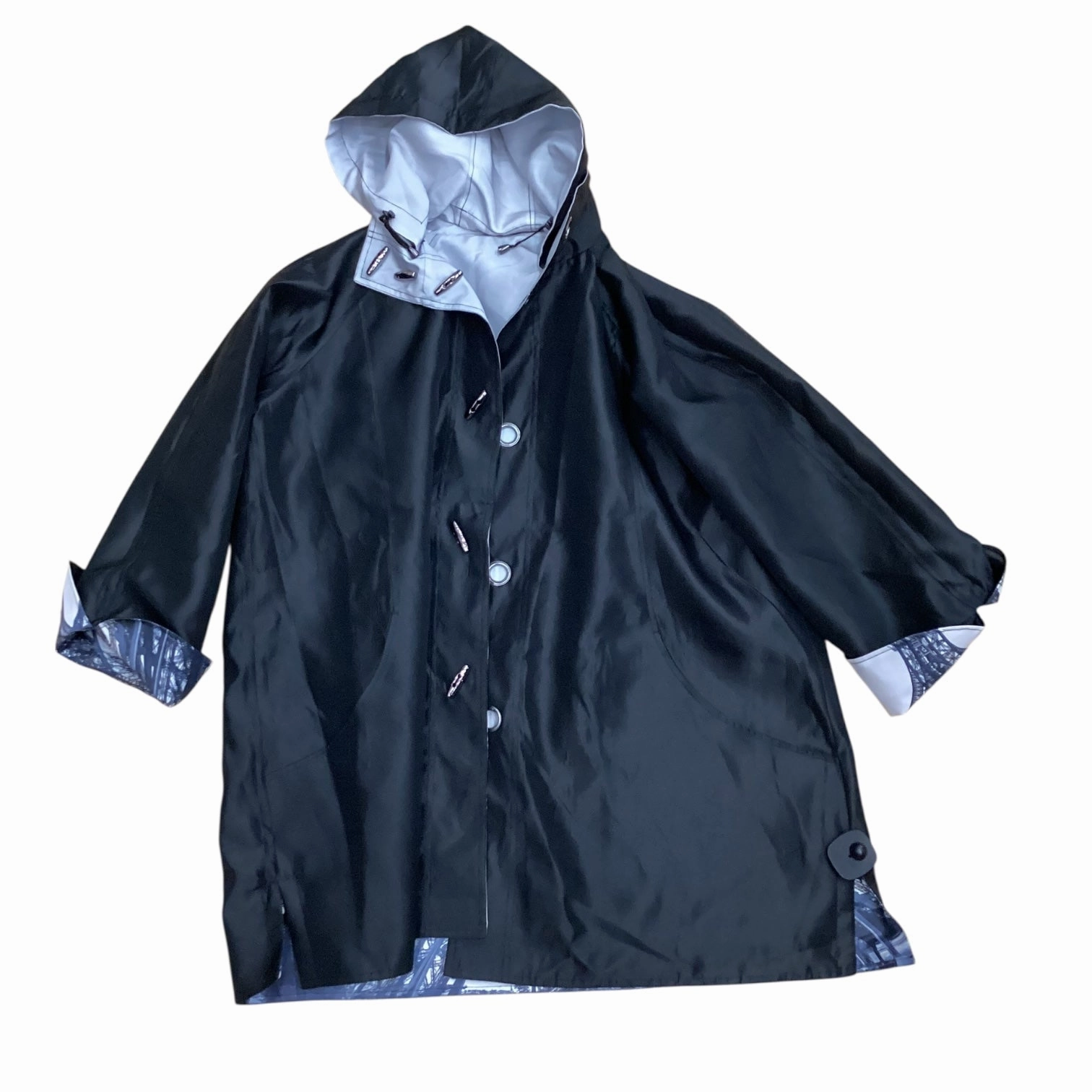 Coat Raincoat By Clothes Mentor In Black, Size:Xl Fashion Event