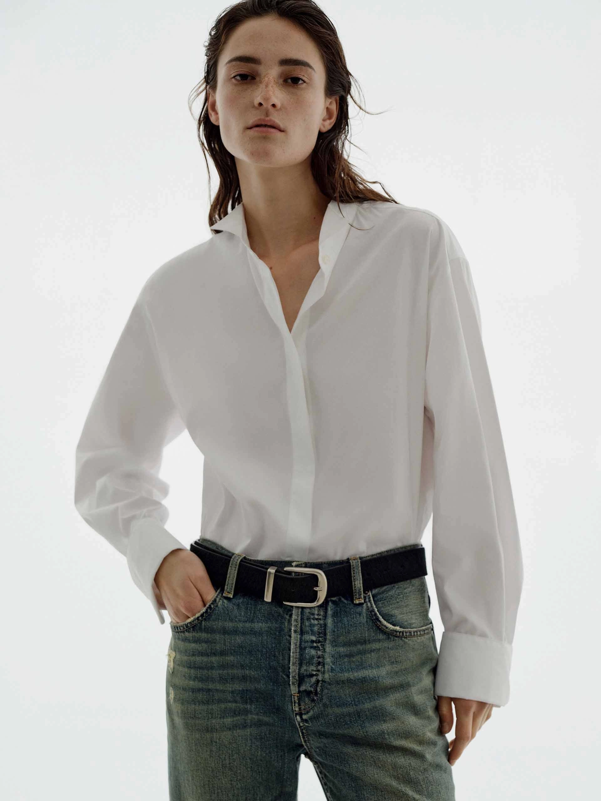 Hidden Button Cotton Shirt Anti Static Fabric Business casual