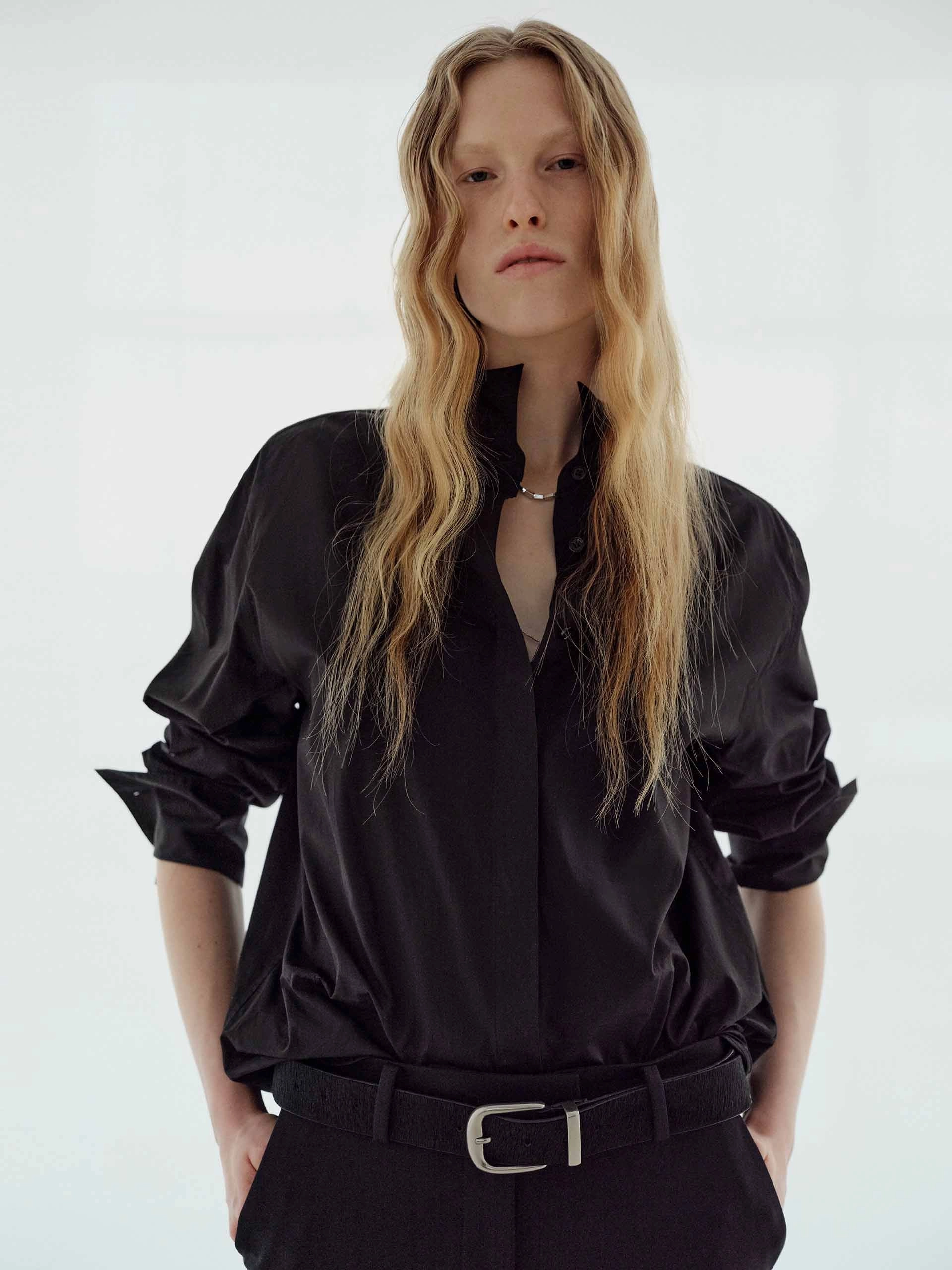 Hidden Button Cotton Shirt Thermoregulating Fabric