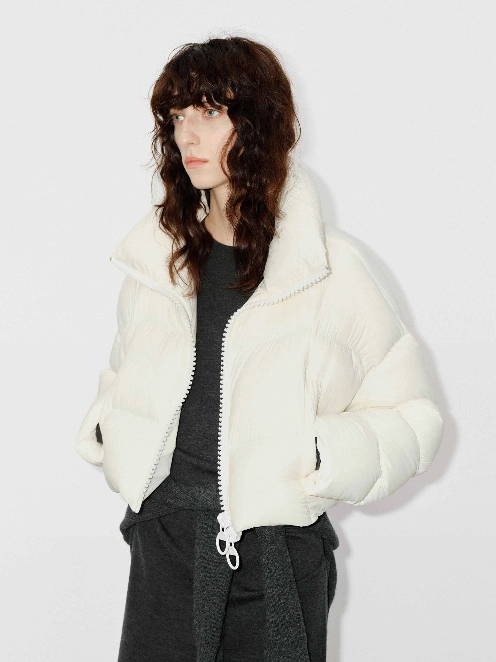 Clean Outer Cropped Zipper Down Jacket