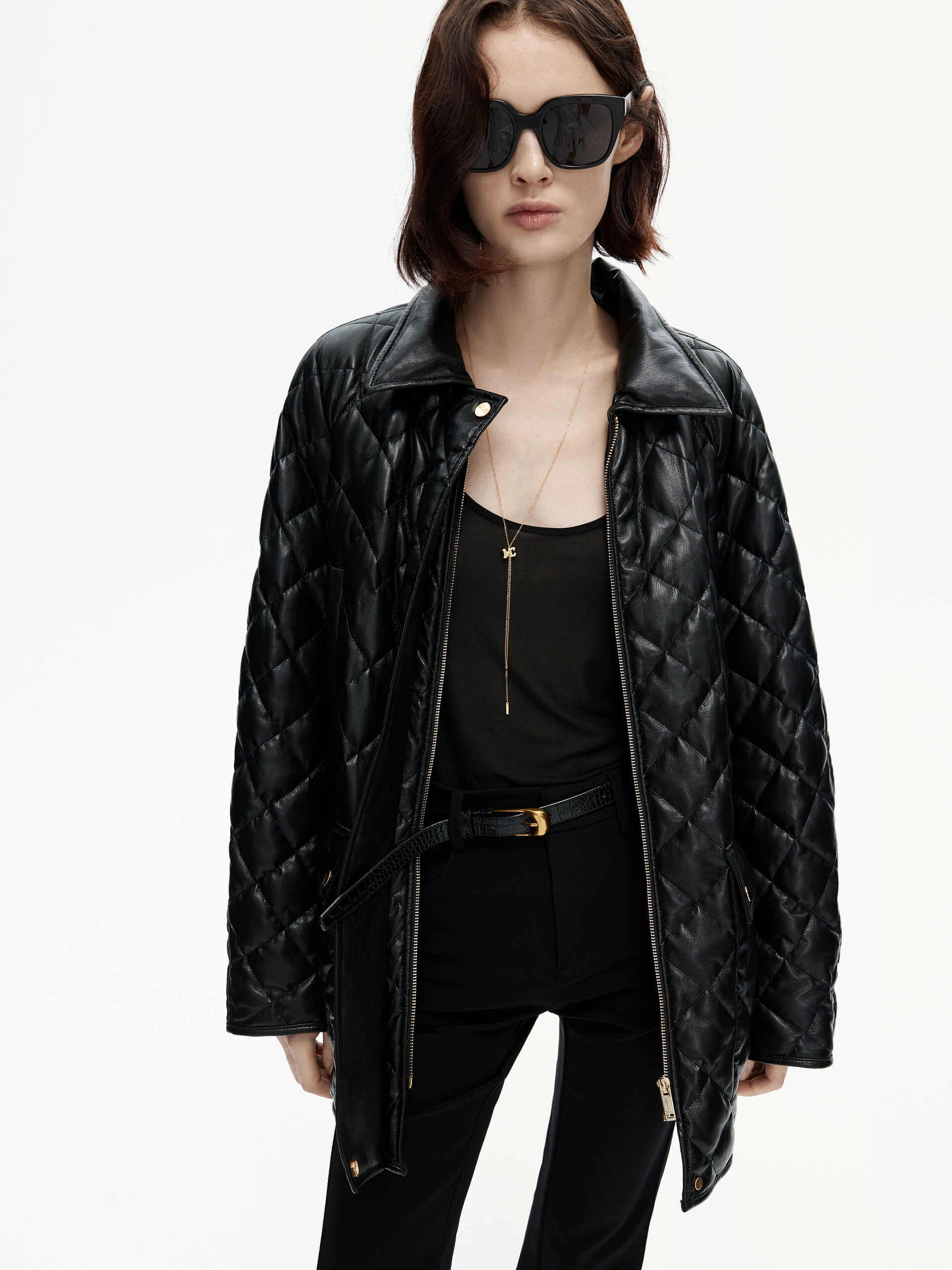 Dual Layer Insulation Stretch Enhanced Mobility Zones Loose Leather Quilted Jacket