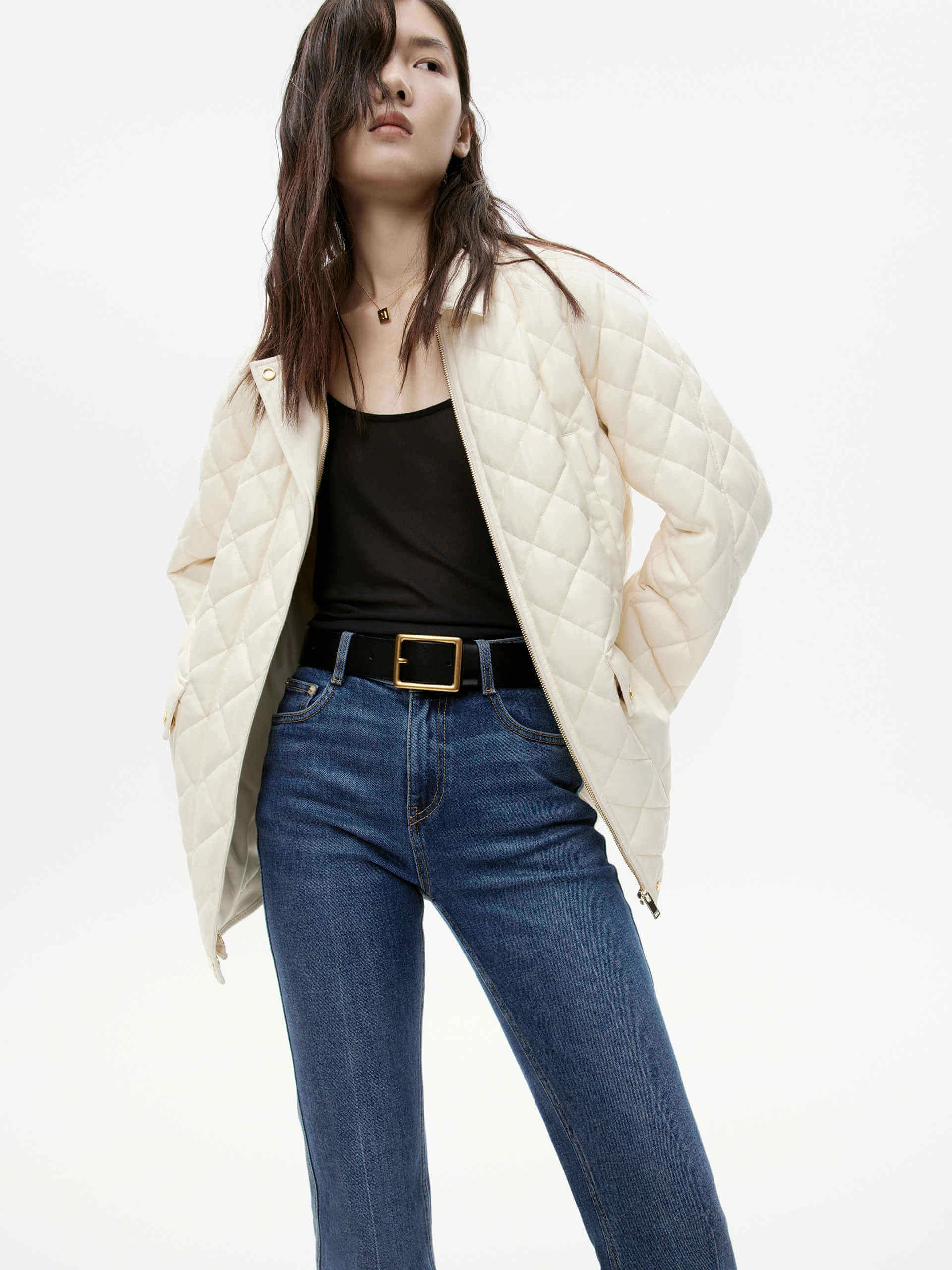 Waterproof Material Loose Leather Quilted Jacket