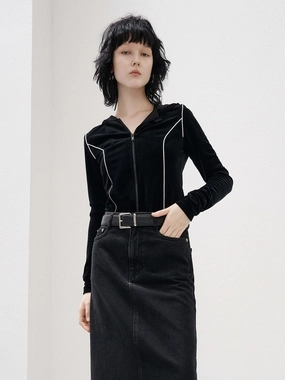 Hooded Slim Fit Jacket Double Breasted