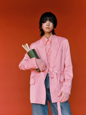 Loose Side Slit Blazer Heat Retention