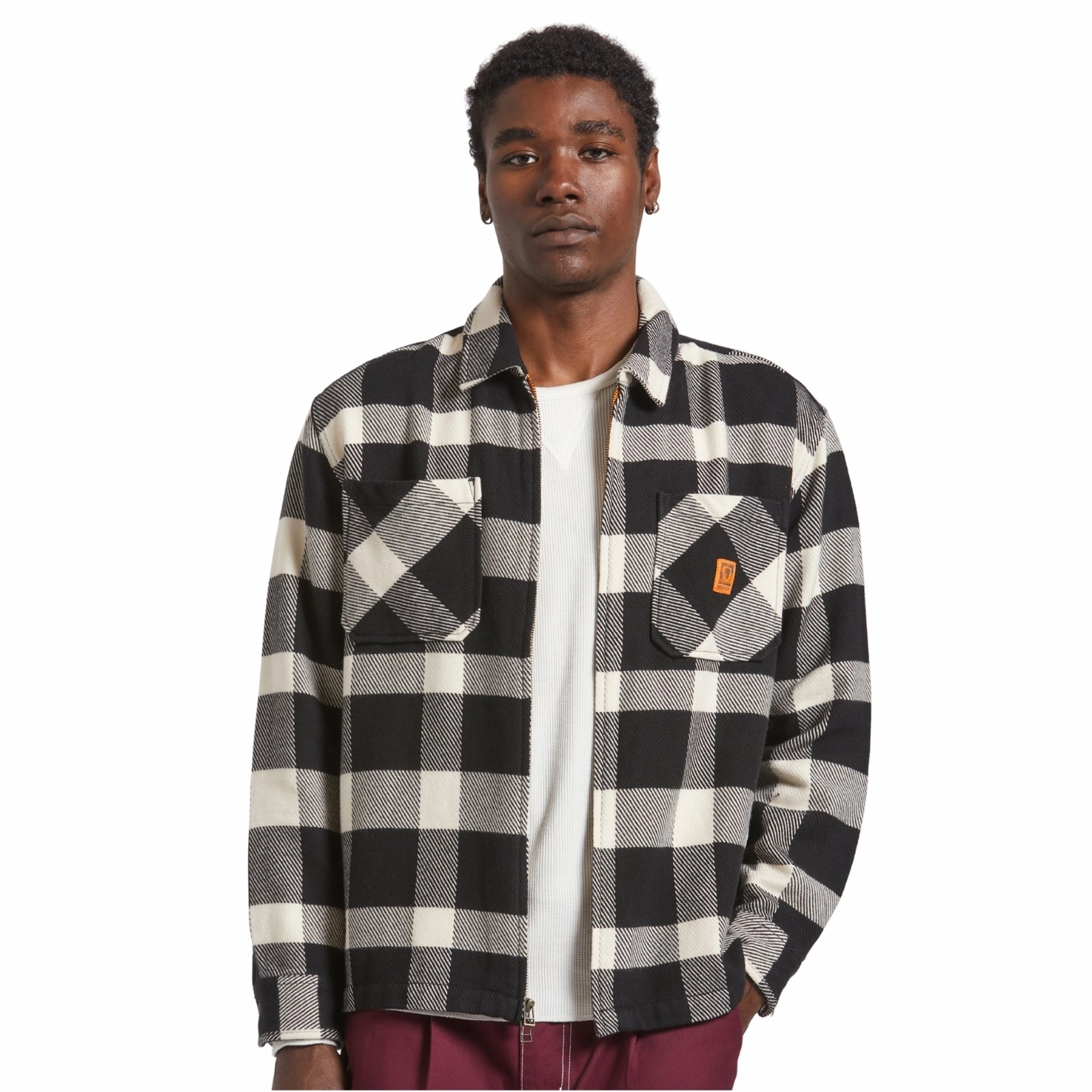 Crisp Layer Ergonomic Silhouette Brixton Mens Union Full Zip Flannel Bomber Jacket