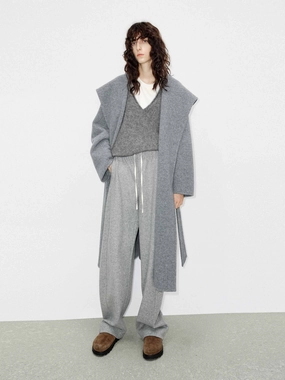 Convertible Style Abrasion Resistant Trim Include Belt Merino Wool Coat