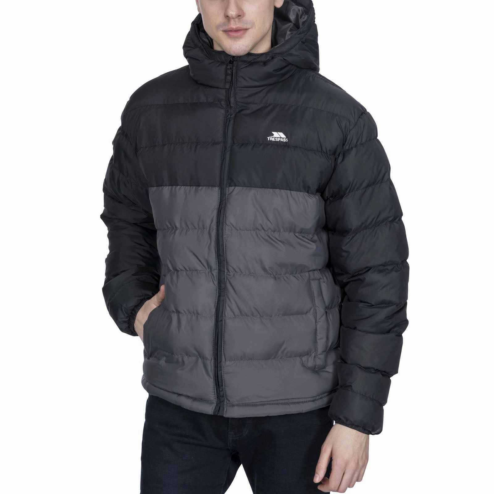 Trespass Mens Oskar Padded Water Resistant Jacket Recycled Polyester Blend Smooth Zipper Track