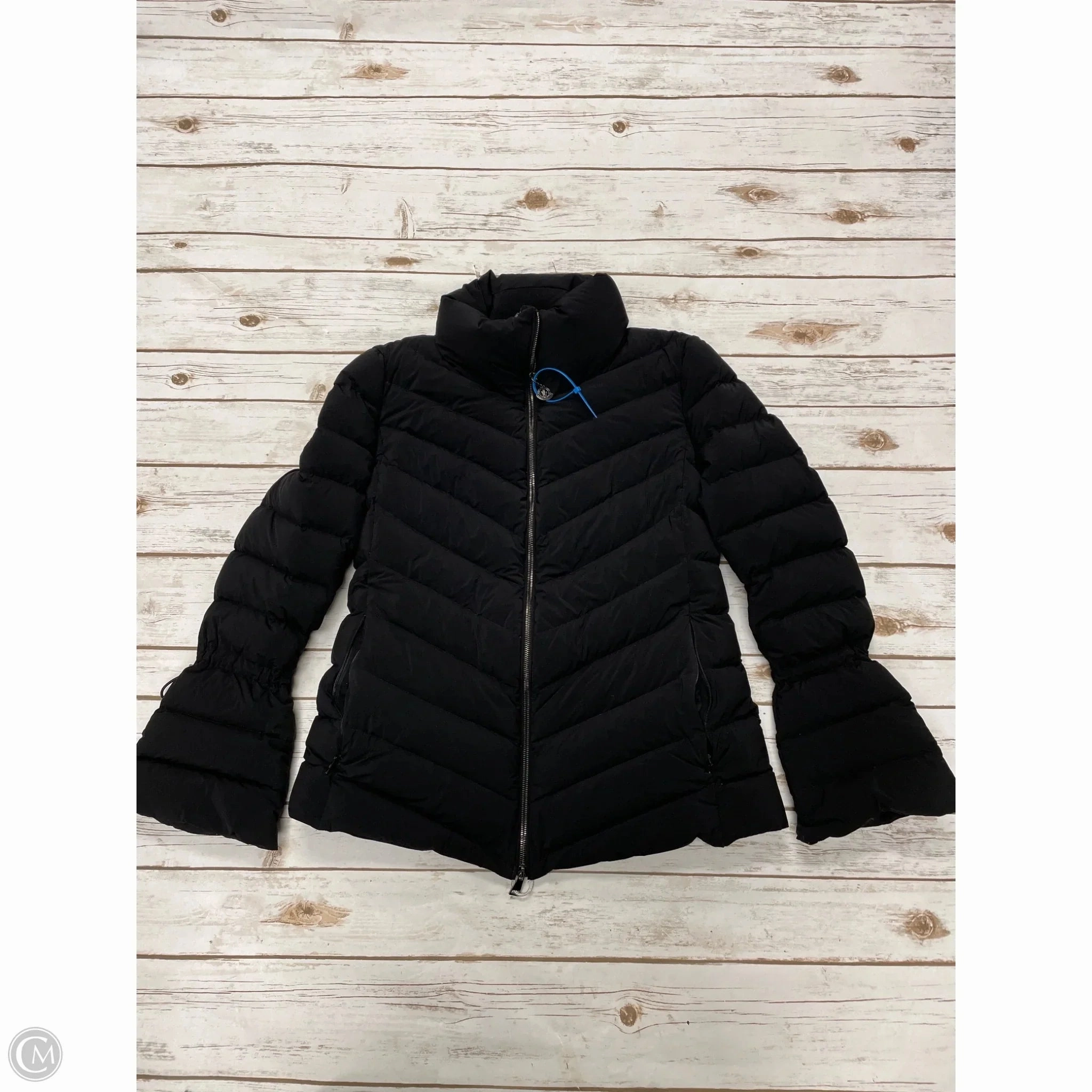 Mesh Ventilation Panels Button Closure Coat Luxury Designer By Moncler In Black, Size: S