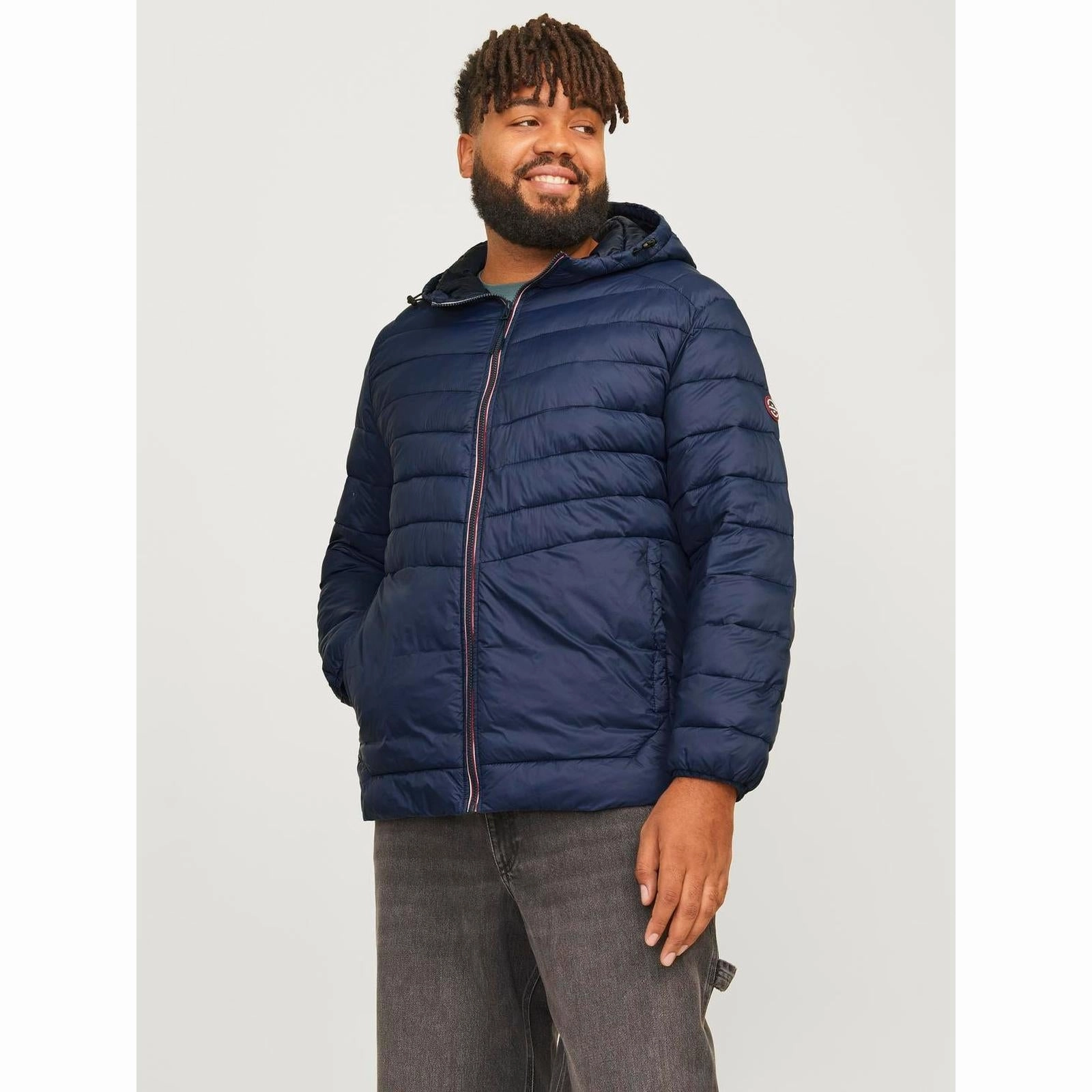 Jack & Jones Mens Sprint Big & Tall Full Zip Hooded Puffer Jacket wrinkle free