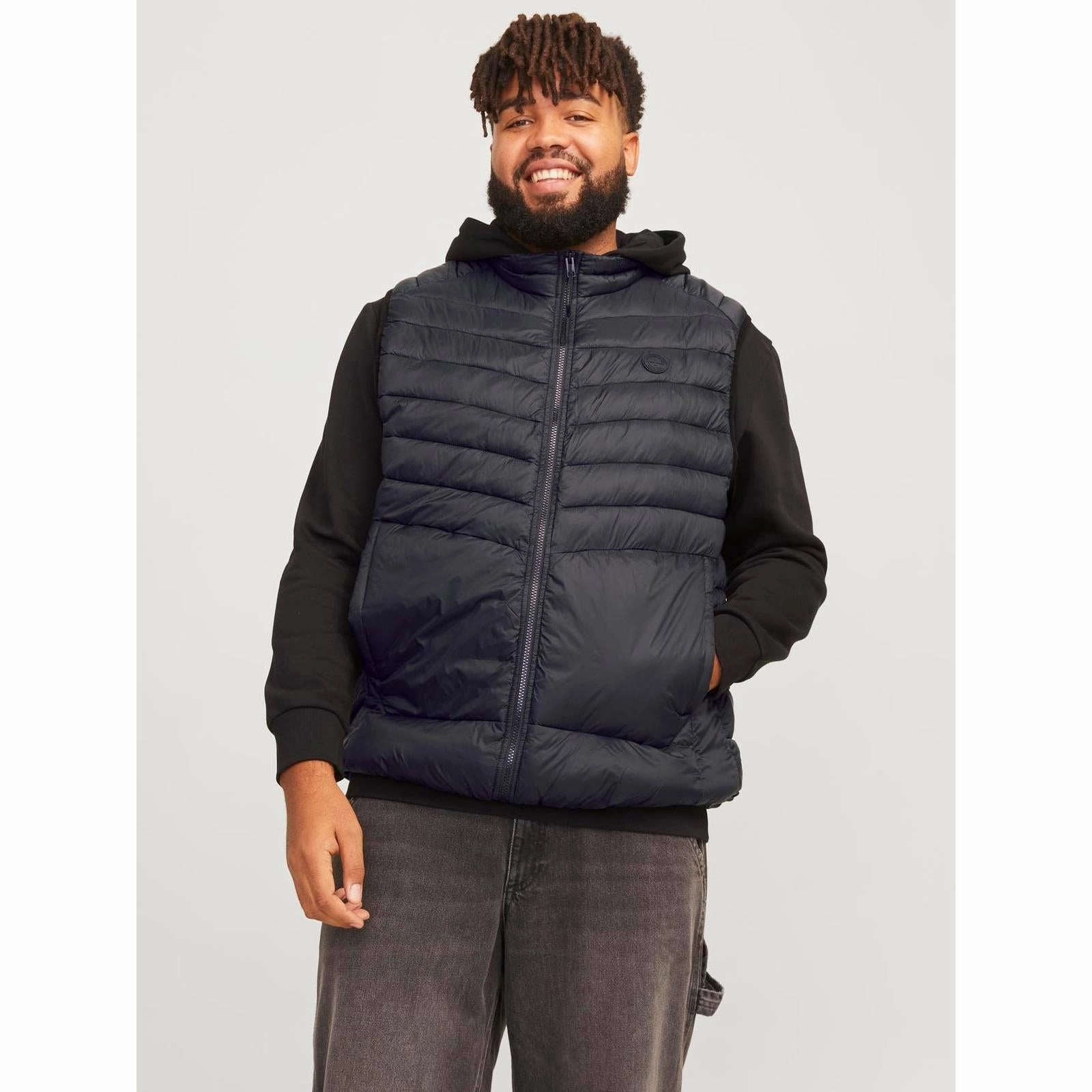 NoiseFreeMaterial Everyday Fit Style Jack & Jones Mens Sprint Big & Tall Padded Gilet