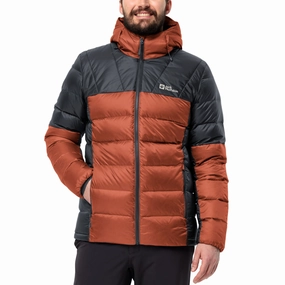 StretchFit Silhouette Moisture Wicking Inner Layer Jack Wolfskin Mens Nebelhorn Down Padded Windproof Coat - Carmine