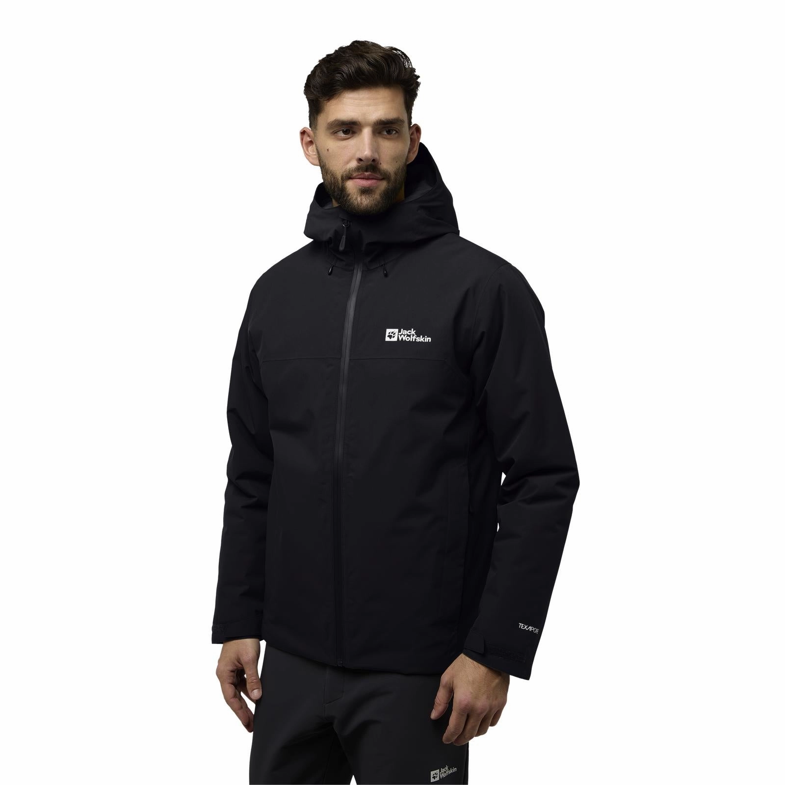Jack Wolfskin Mens Wisper Waterproof Hooded Jacket Heat Retention Lining Packable Technology