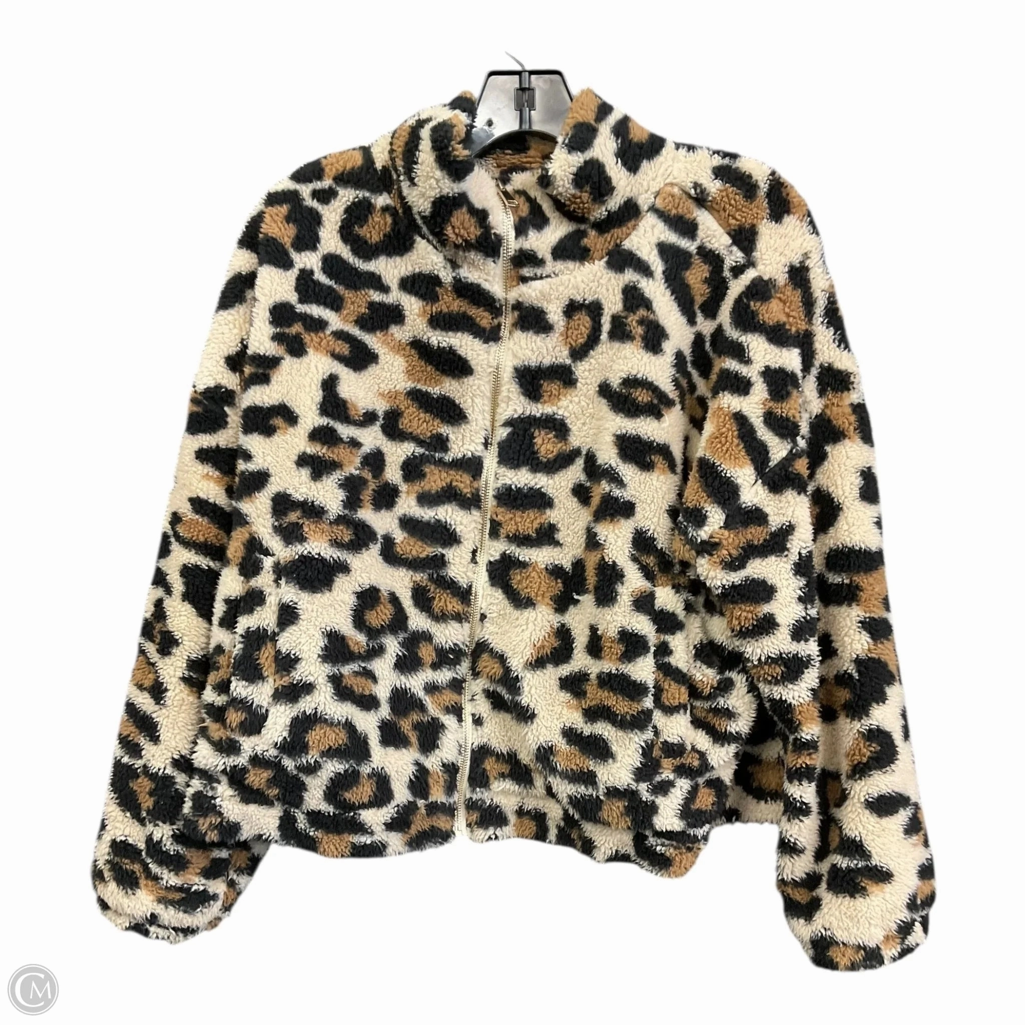 Jacket Faux Fur & Sherpa By Clothes Mentor In Animal Print, Size: L Water Repellent Finish