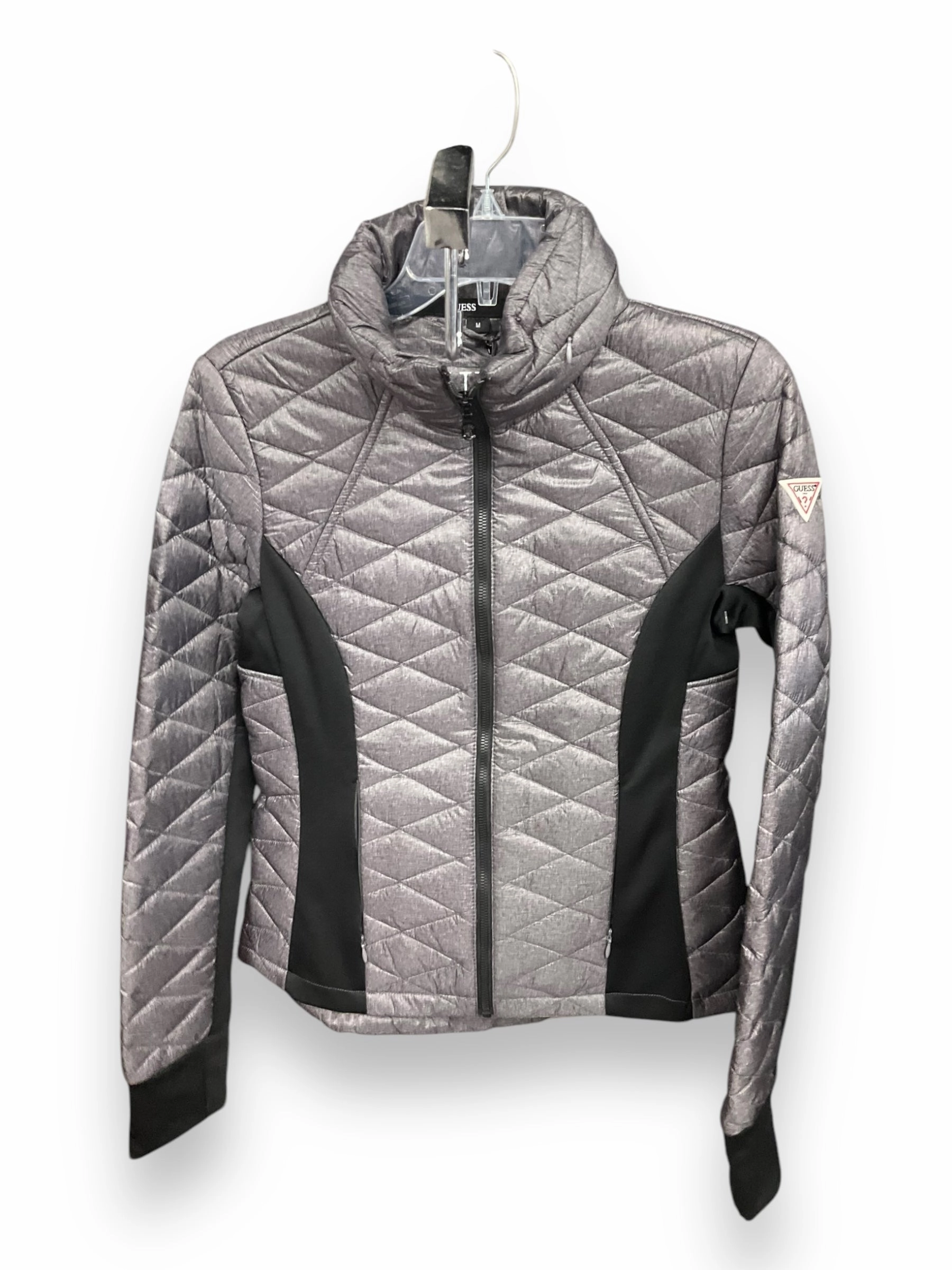 Jacket Puffer & Quilted By Guess In Black & Grey, Size: M Crisp Detail Water Resistant Shell