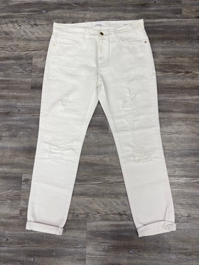 Classic Fit Cozy Vibe Jeans Designer By Frame In White Denim, Size: 2