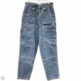 Modern Textured Anytime Fit Jeans Designer By Isabel Marant In Blue Denim, Size: L