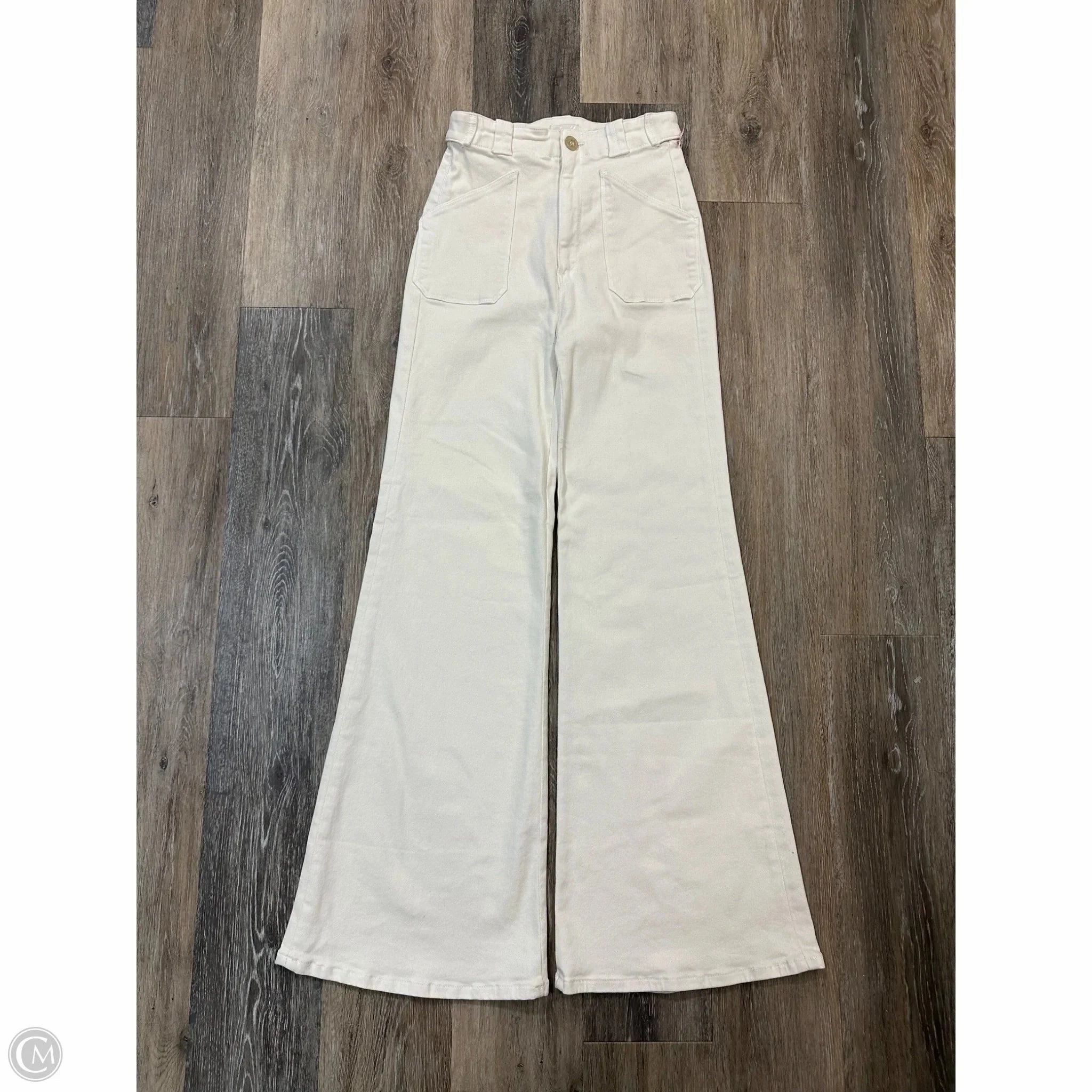 Weekend Style Modern Casual Staple Jeans Designer By Mother Jeans In White Denim, Size: 0/24