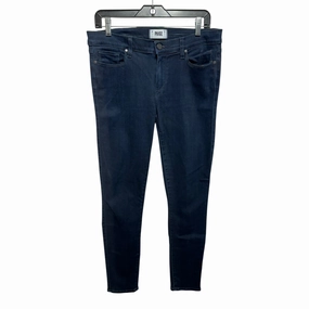 Resilient material Travel Essential Jeans Designer By Paige In Blue Denim, Size: 14