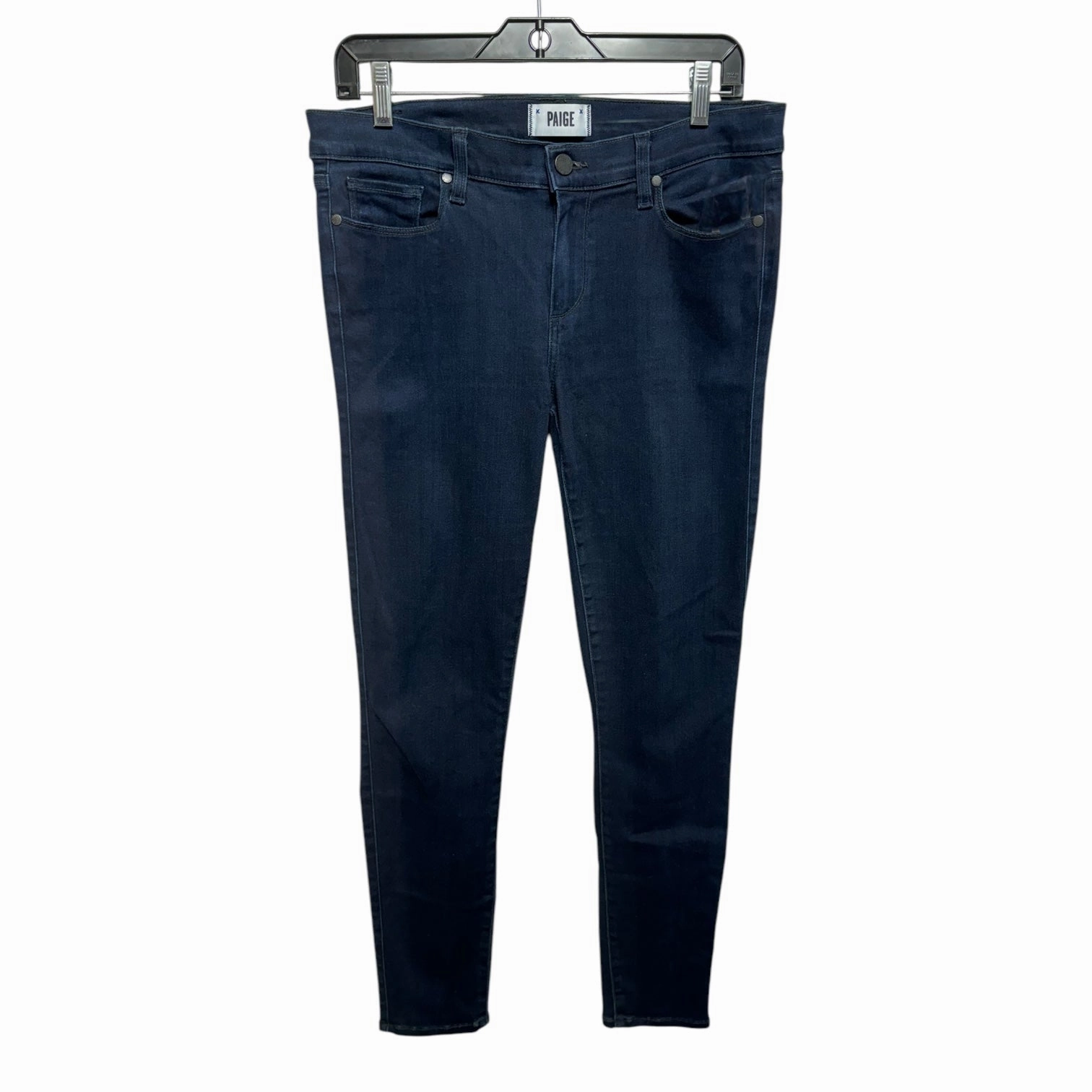 Resilient material Travel Essential Jeans Designer By Paige In Blue Denim, Size: 14