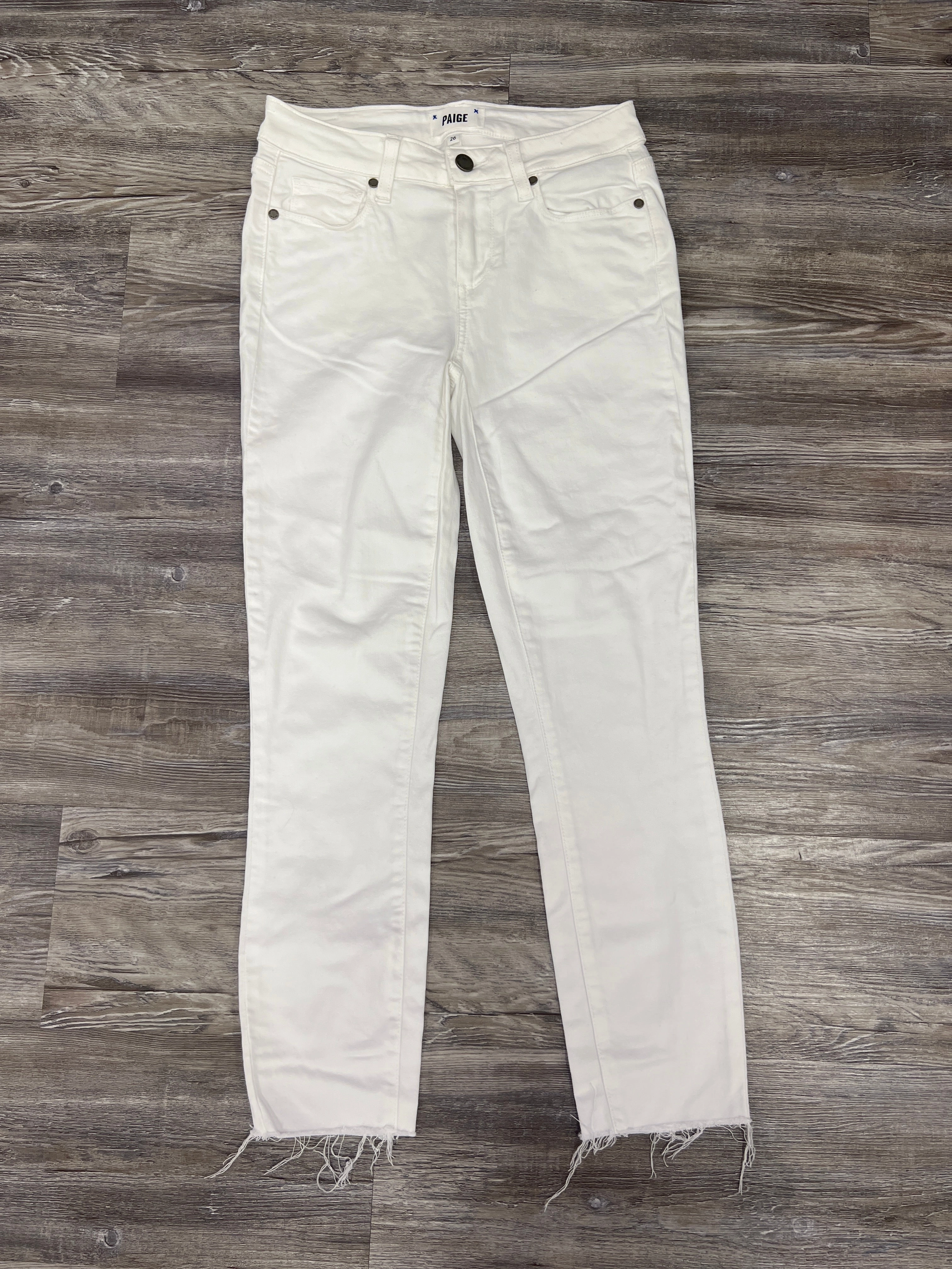City Walk Bold Look Jeans Designer By Paige In White Denim, Size: 2