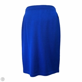 Sporty Edge Knit Pencil Skirt Designer By St John Collection In Deep Blue, Size: 8