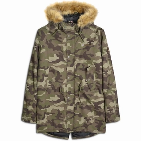 Lambretta Mens Camo Parka Jacket Layered Protection