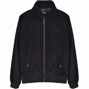 Lambretta Mens Corduroy Harrington Bomber Jacket - Black Belted Style Eco Friendly Dye Process