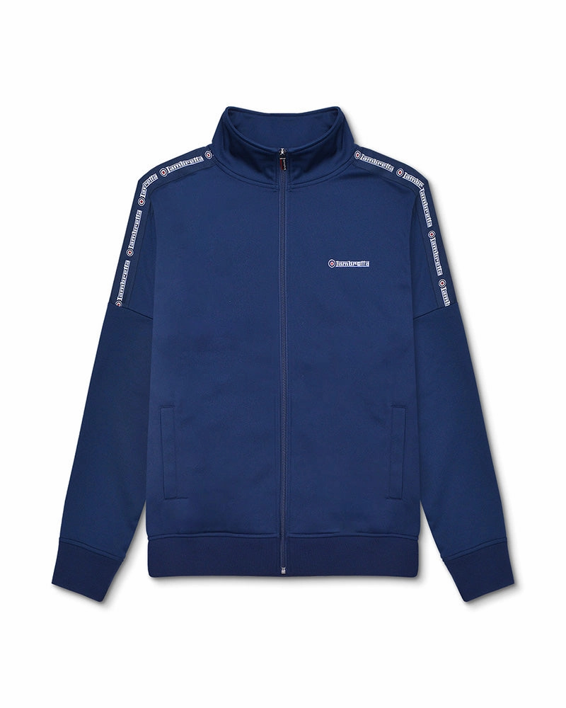 Smart Casual Piece Transitional Layer Lambretta Mens Half Taped Full Zip High Collar Track Jacket