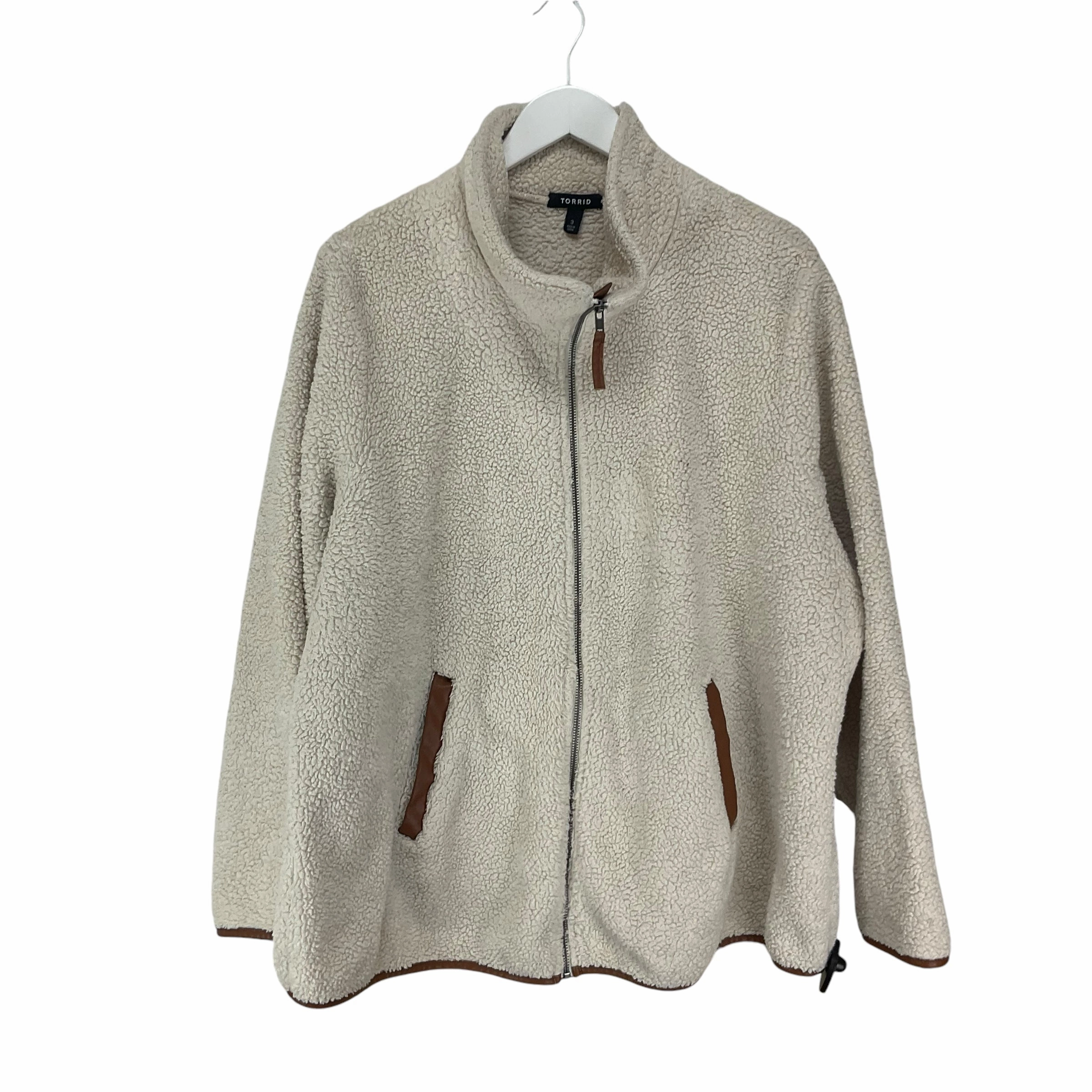 Polarized Sun Protection Coat Faux Fur & Sherpa By Torrid In Cream, Size: 3x