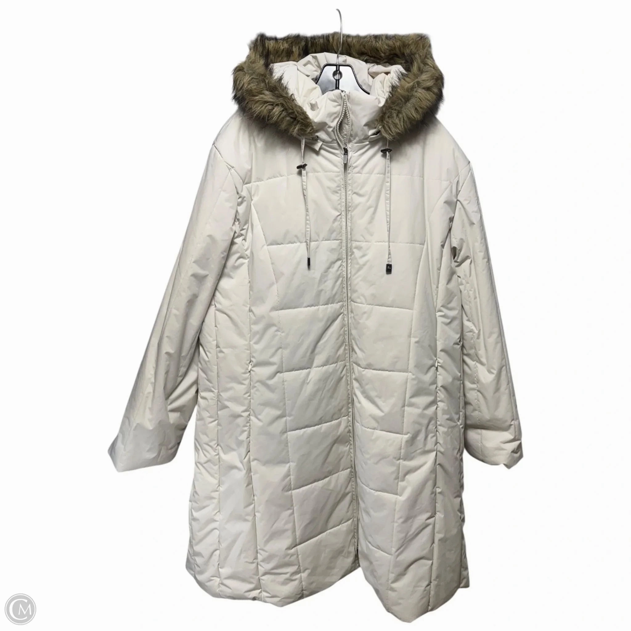 Coat Puffer & Quilted By Excelled In Cream, Size: 2x Light Travel Piece Packable Construction