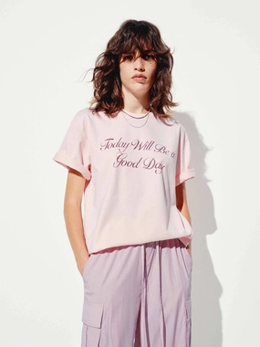 Letter Print Round Neck T-shirt Breathable Active Wear Seasonal Casual