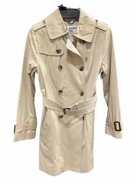 Coat Raincoat By London Fog In Tan, Size: Xs Houndstooth Print