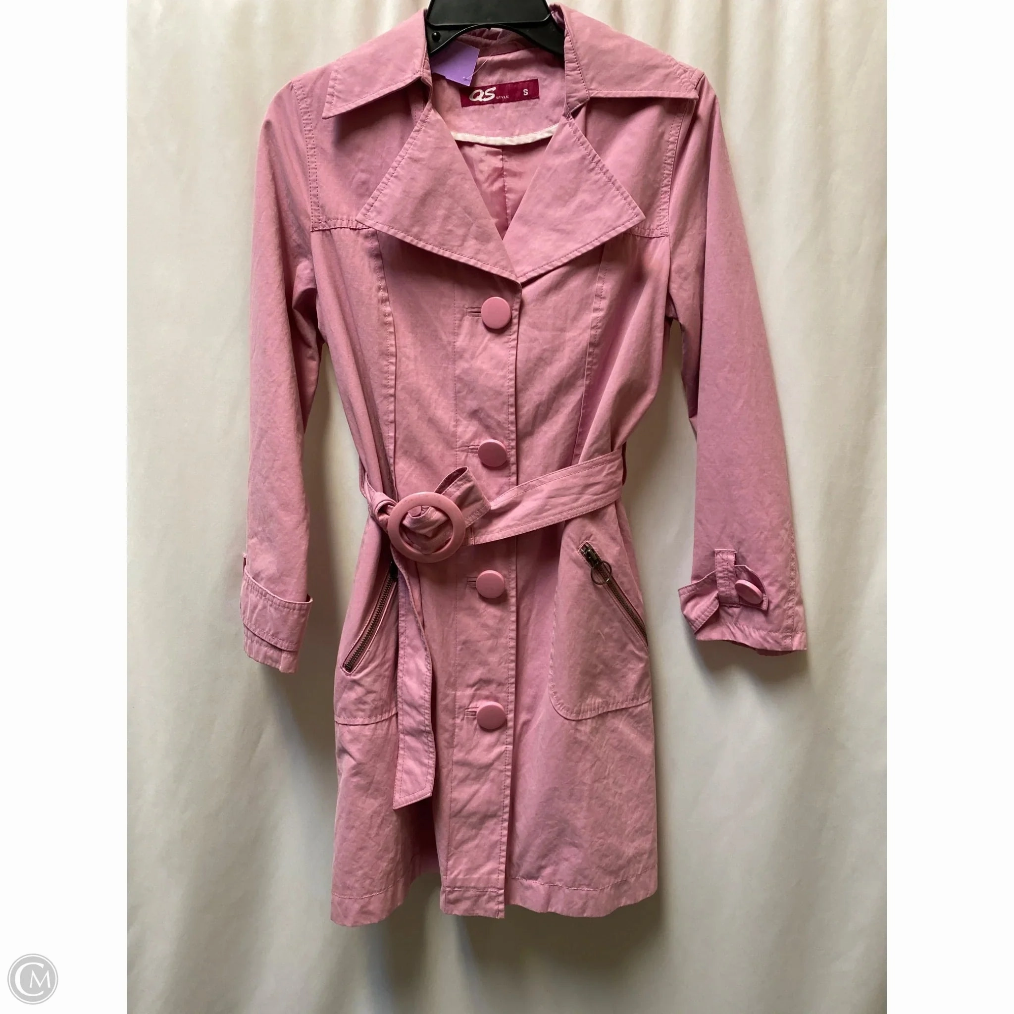 Coat Raincoat By Clothes Mentor In Pink, Size: S Fray Resistant Edges