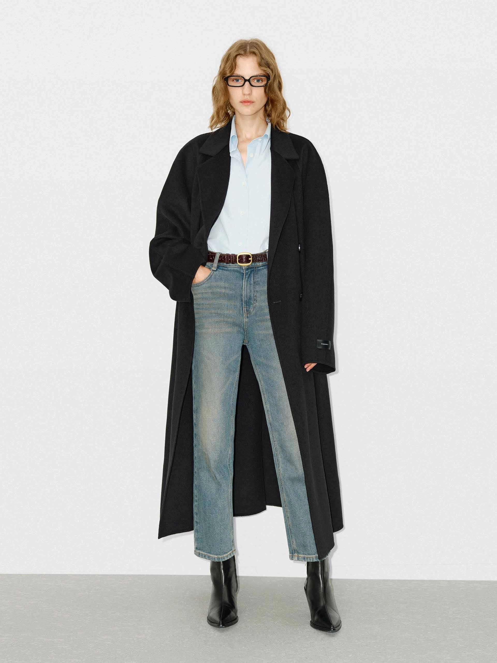 Merino Wool Long Coat Elastic cuffs
