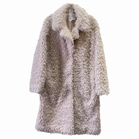 COAT FAUX FUR & SHERPA by ANTHROPOLOGIE In PEACH, Size: S Anti Pilling Fabric AllPurposeFastening
